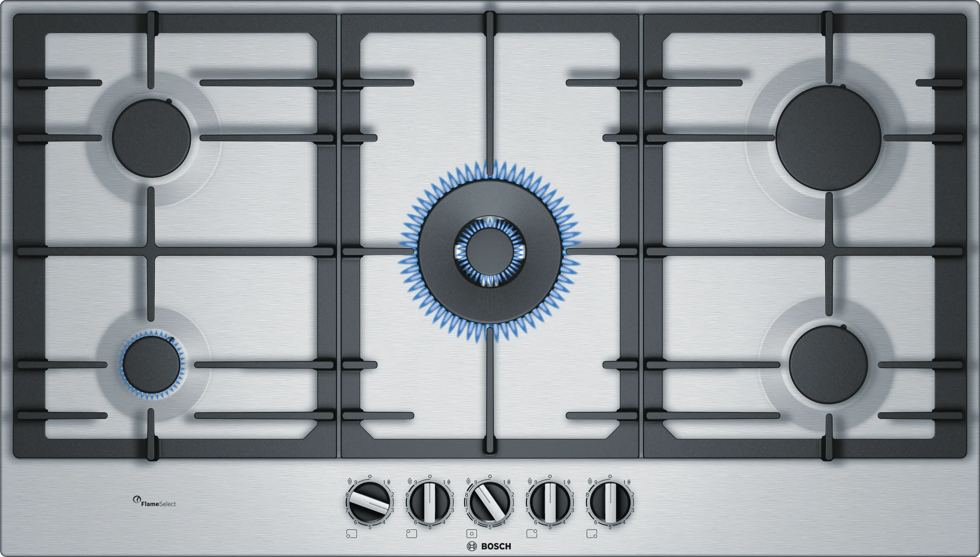 BOSCH Hob Built-In Gas Cast Iron Steel 90CM (PCR9A5B90M) | Khalaifat ...